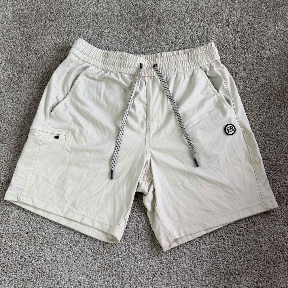 Avalanche Sweat Shorts Mens 32 Beige Polyester Spandex Stretch Casual Summer